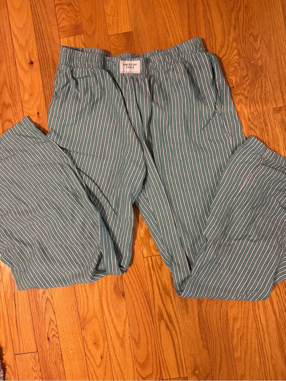 American Eagle Outfitters Teal and White Striped Pajama Pants